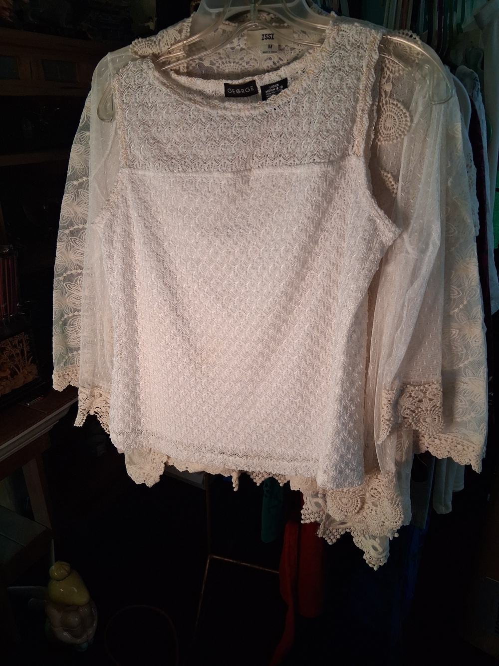 George Cream Lace Tank Top with Scalloped Trim